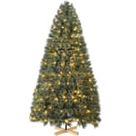 Sapin de Noël Artificiel 180 cm, Sapin Nordmann Premium, Arbre de Noël Artificiel avec 250 Lumières LED Blanc Chaud, 510 Branches, Tronc Vert, Socle en Bois, Matériau Ignifuge, Décoration de Noël