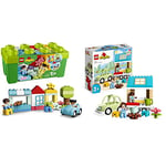 LEGO 10913 DUPLO Classic Brick Box Building Set with Storage, Toy Car, Number Bricks and More & 10986 DUPLO Family House on Wheels with Toy Car for Toddlers 2 Plus Year Old Boys and Girls