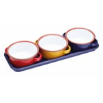 KitchenCraft World of Flavours Set of 3 Enamel Dip Bowls 11cm 350ml MultiColoured