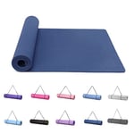 Good Nite Tapis de yoga pour entraînement, pilates, fitness pour homme et femme, antidérapant, haute densité de 10 mm, avec sangle de transport, 183 x 61 x 1 cm (Marine)