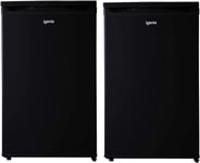 Freestanding Under Counter Larder Fridge & Freezer Set, Black, Igenix IGFRB