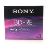 Sony Blu-ray Disc BD-RE (2x) 25GB - 3 Pack Jewel Case - 3BNE25BS2