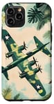 Coque pour iPhone 11 Pro Bombardier B-17G Green Pop Art Tropical B-17 Flying Fortress de la Seconde Guerre mondiale