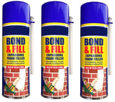 3 x Expanding Foam PU Bond and Fill Sealing Insulating Gap Filler Spray 500ml