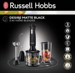 Russell Hobbs Desire 3-in-1 Hand Blender, Vegetable Onion Chopper, Whisk - BLACK