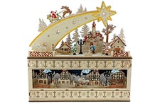 Shooting Star Snowy Village 24 Day Advent Calendar by Clever Creations | Premium Christmas Décor | Painted Characters | 100% Wood Construction | Cute Holiday Decoration | Measures 17” x 4” x 17.25”