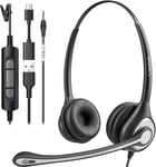 Wantek USB Headset With Microphone For Laptop, PC Headphones With Mic Noise With