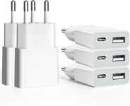 Chargeur Usb 5v/1a 2port Mini Usb Mural Chargeur Secteur Usb Adaptateur De Pr Universel Compatible Avec Iphone, Sam Sung, Nexus, Nokia, Huawei, Xiaomi, Htc, (Thickness 1.45cm/5 Pack)[X943]