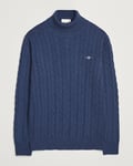 GANT Cotton Cable Turtle Neck Dark Jeans Blue Melange