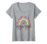 Womens Small Steps Physical Therapy Rainbow Motivational design V-Neck T-Shirt