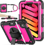 SEYMAC stock Case for iPad Mini 6th Generation 8.3 Inch, Black+Rose 