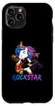 Coque pour iPhone 11 Pro Licorne Rock Star Guitare à bascule Musique Chanteur Rock Band