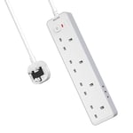 Mscien 3m Extension Lead With USB Slots (1 USB C), 4 Way Surge Protected Extension Lead With 3 Metre Extension Cable Cord, 4 Plug Extension Socket Leads, Wall Mount Power Strip With Switch, 3250W