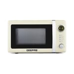 GEEPAS 20 Litre 700W Digital Freestanding Microwave Oven with Variable Power Levels, Automatic Defrost Countertop Microwave with Safety Lock, 12 Preset Cooking Functions | Cream | Retrovive