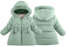 Maeau - Manteau Duvet à Capuche Fille Hiver Doudoune Polaire Chaude Veste en Coton Parka Manteau Matelassée Zippe Migonne avec Poches Nœud Papillon - Vert clair - 3-4 Ans