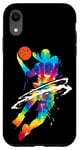 Coque pour iPhone XR The Legend Basketball Slam Dunk Player with Splash Colors