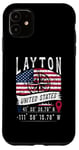 Coque pour iPhone 11 Layton Drapeau des États-Unis Coordonnées GPS Layton