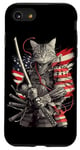 iPhone SE (2020) / 7 / 8 Cat Samurai American Flag Samurai Cat Art Patriotic Cat Case