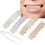 Teeth Set Hip Hop Teeth Grills Iced Out Teeth Decoration For Men Women(Golde FST