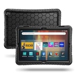 FINTIE Silicone Case for All-New Kindle Fire HD 8 Tablet and Fire HD 8 Plus Tablet (12th Generation, 2022 Release) - [Honey Comb Series] Light Weight Shock Proof Back Cover, (Black)