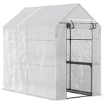 Outsunny - Serre de jardin 2 tablettes dim. 1,86L x 1,2l x 1,9H m porte déroulante acier pe haute densité 140 g/m² transparent blanc