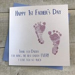 WHITE COTTON CARDS Happy 1st Father's Day Thank You Daddy I Love You So Much Handmade Card, White, Pink, FS9