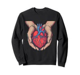 Anatomical heart in hands design Sweatshirt