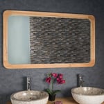 Grand miroir teck rétro 120 x 70 - Marron