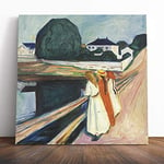 Big Box Art Canvas Print Wall Art Edvard Munch The Modern Eye | Mounted and Stretched Box Frame Picture | Home Decor for Kitchen, Living, Dining Room, Bedroom, Hallway, Multi-Colour, 20x20 Inch