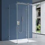 Cabine de douche pare douche design 140x100x195cm Rav17-2 avec 4 points d attache verre de securite de 8 mm transparent et son revetement nano Forme