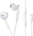 Ecouteurs Pour Iphone(Certifie Mfi)Ecouteurs Intra-Auriculaires,Casque Antibruit Stereo Hifi Avec Micro Et Contrôle Du Volume,Compatibles Avec Iphone 14/14 Pro/13/12/11/Se/Xr/Xs/X/8/7-Blanc