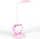 Lampe De Bureau Une Led Pour Filles, Lampe De Bureau Une Led Rechargeable Avec Port De Charge Usb Et Porte-Stylos, Dimmable Rose