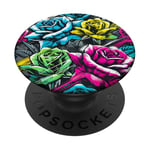 Floral Rose Botanical Art, Vibrant Street Style, Love Roses PopSockets Adhesive PopGrip