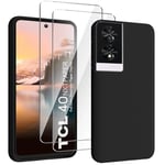 HuiYouMY Coque pour TCL 40 NxtPaper 4G (6.78") avec 2 Pièces Verre Trempé Protection écran, Black Silicone TPU Souple Etui Housse Anti-Rayures Antichoc Case - Noir