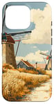 iPhone 16 Pro Wheat Fields With Windmills Landscape Vintage Graphic Case