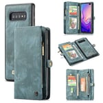 Samsung Galaxy S10 Plus Case, CaseMe Flip Leather Wallet Case with Magnetic Closure, 11 Card slots, Photo Frame and Large Capacity Zipper Wallet Cover for Samsung Galaxy S10 Plus (S10 Plus, Blue)