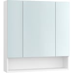 Vasagle - Armoire de Salle de Bain avec Portes Miroir, Meuble de Rangement, Armoire Murale à Miroir, Compartiment Ouvert, Étagères Réglables, 16,5 x