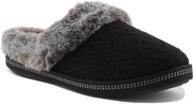 Skechers Cozy Campfire Warm Lining Vegan Slippers Black Womens Trainers UK 3 - 8