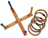 Schildkröt Ring Toss, Jeu de Lancer d'Anneaux, Ensemble en Bois Certifié FSC, 1 Base en Croix, 5 Anneaux, 970113