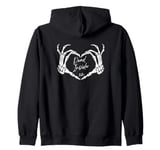 Dead Inside Funny Skeleton Hands Heart Halloween Costume Zip Hoodie