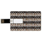 16G USB Flash Drives Credit Card Shape Zambia Memory Stick Bank Card Style African Cheetah Pattern with Circles Spiral Exotic Fur Zoo Safari Image,Dark Brown Orange White Waterproof Pen Thumb Lovely J