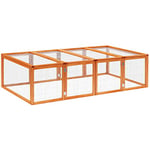 PawHut Clapier Cage à Lapins extérieur intérieur Pliable 2 Portes supérieures 181L x 100l x 48H cm Bois Massif pin