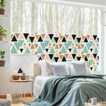 Ambiance Sticker Adhésif Film Fenêtre Anti Regard Occultant - Triangles Scandinaves - Autocollant Brise-Vue pour Vitres & Porte de Douche XL - H40 x L200 cm