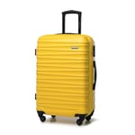 WITTCHEN Valise de Voyage Bagage à Main Valise Cabine Valise Rigide en ABS avec 4 roulettes pivotantes Serrure à Combinaison Poignée télescopique Groove Line Taille M Jaune