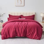 Aisbo King Size Duvet Covers Set Red - 3Pcs Bedding Set Kingsize Soft Brushed Microfiber Quilt Cover with 2 Pillowcases