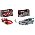 LEGO 76906 Speed Champions 1970 Ferrari 512 M Sports Red Race Car Toy & 76917 Speed Champions 2 Fast 2 Furious Nissan Skyline GT-R (R34) Race Car Toy Model Building