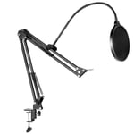 YORKING Adjustable Microphone Stand Mic Suspension Boom,Desk Mic Scissor Arm Stand with Table Mounting Clamp for Blue Yeti,Snowball and Other Microphone