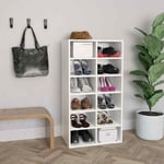 vidaXL Shoe Rack White 54x34x100 cm Chipboard Container