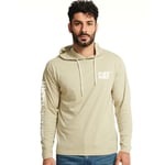 Caterpillar Hooded Long Sleeve Tee Beige 100% Cotton Male Tee Shirts