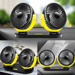 Car Fan With Dual Head 360 Degree Rotation Variable Speed 12v Au One Size